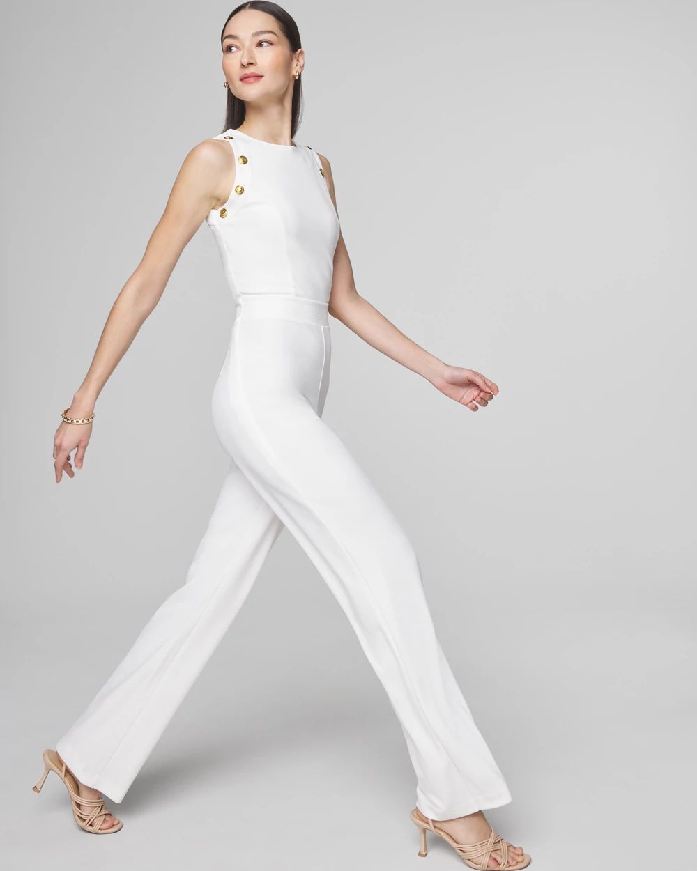 Petite Sleeveless Crest Jumpsuit White House Black Market
